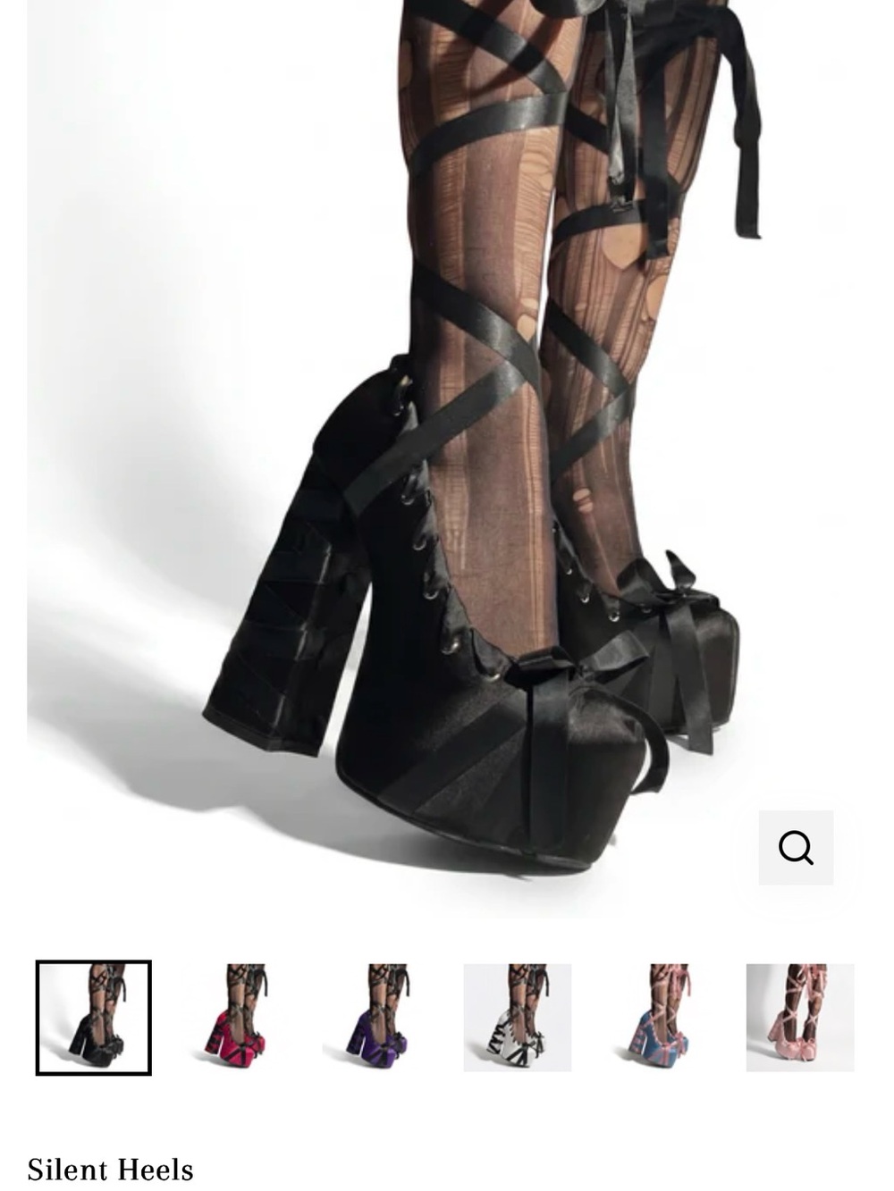 Silent Heels Black Ribbon Midnight Ballet Platform Pumps
